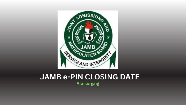 When is JAMB e-PIN closing