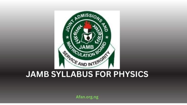 JAMB Syllabus for Physics is out